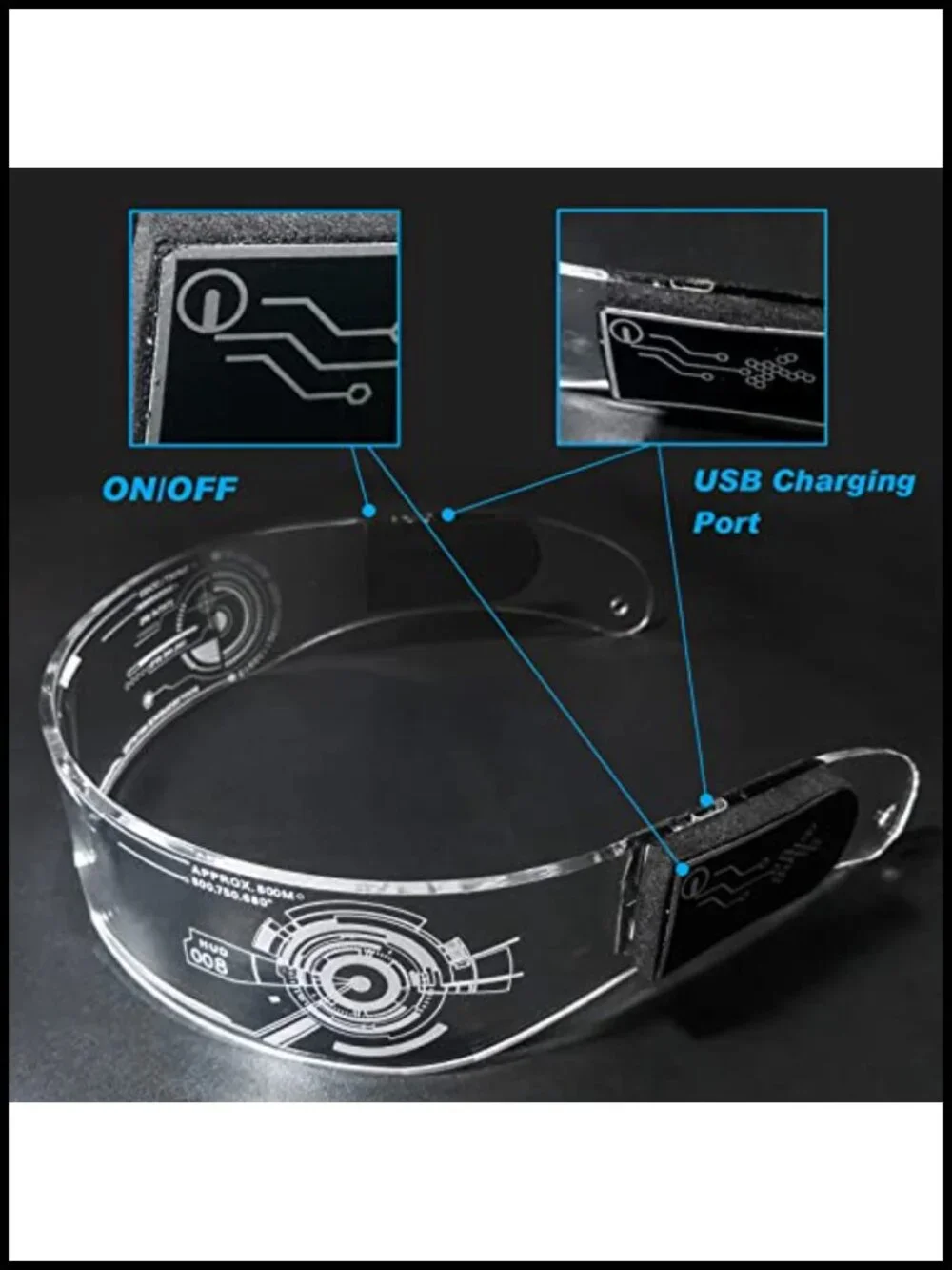 USB Rechargeable LED Light Up Glasses, 7 Colors Changing Flashing Luminous